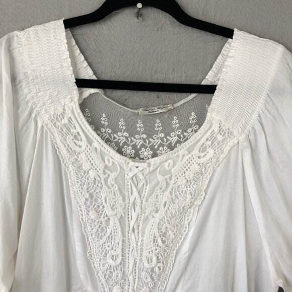Tasha Polizzi Tunic Top Womens XL Boho Crochet Embroidered Pullover Blouse - Picture 10 of 16